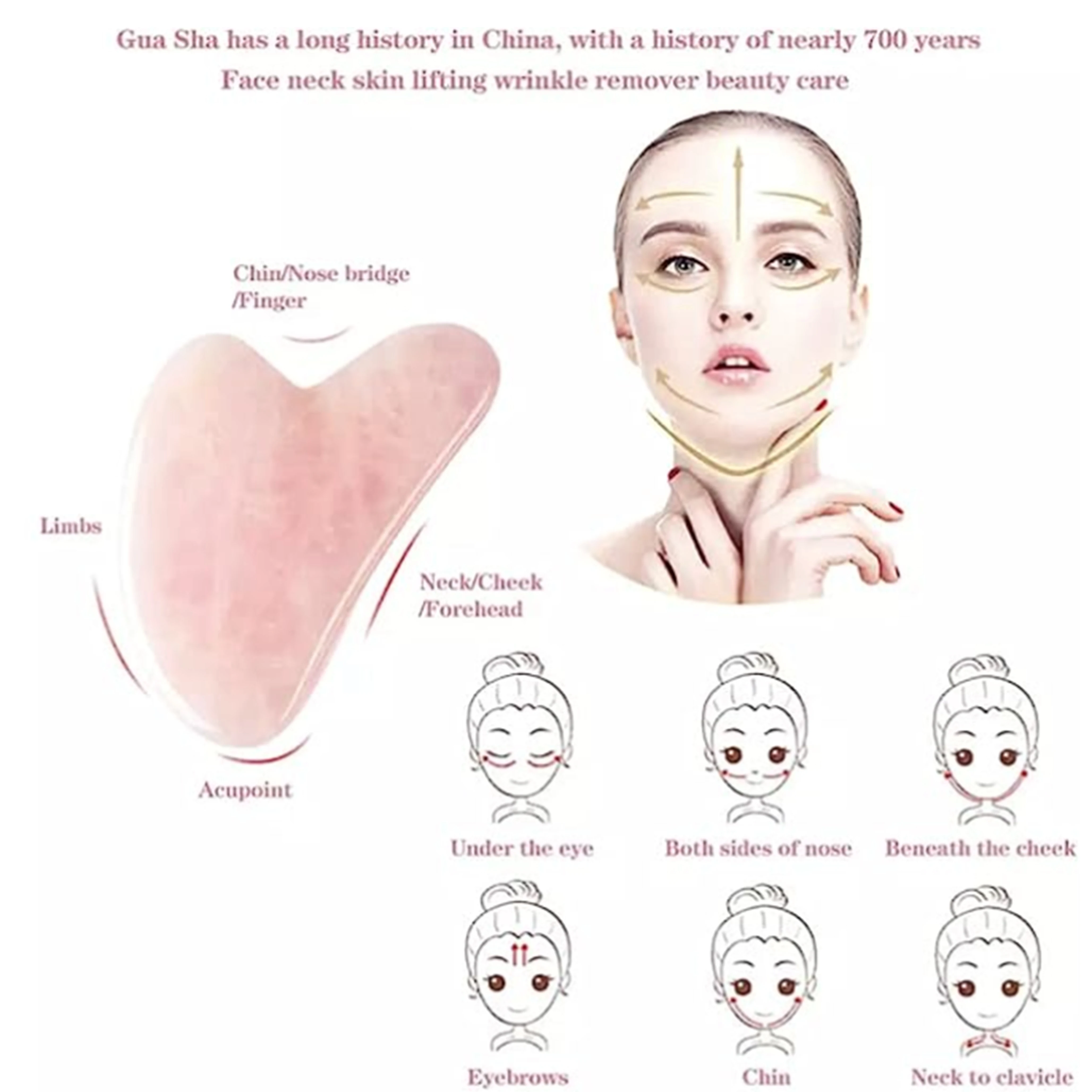 Gua Sha de Quartzo Rosa para M - Jade Gua Sha Tool avaliação e preço